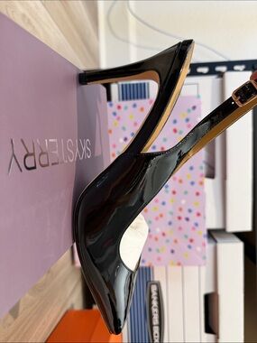 Black Patent Slingback Heels